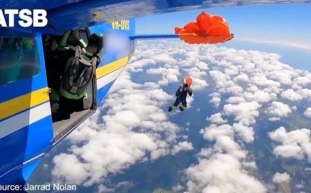 Vận động viên thoát hiểm ở độ cao 4.500m khi dù mắc vào đuôi máy bay
